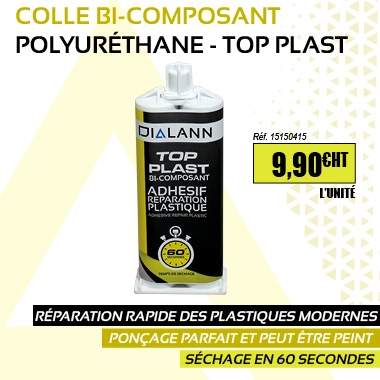 Colle bi-composant polyuréthane 60 sec. Transparent TOP PLAST