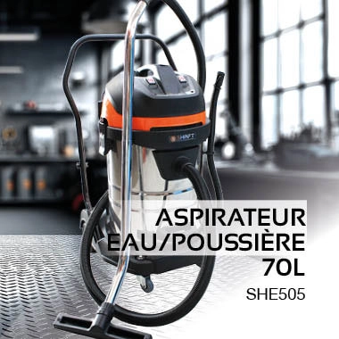 Aspirateur eau/poussière 70L 2 moteurs 2000W cuve métal SHAFT